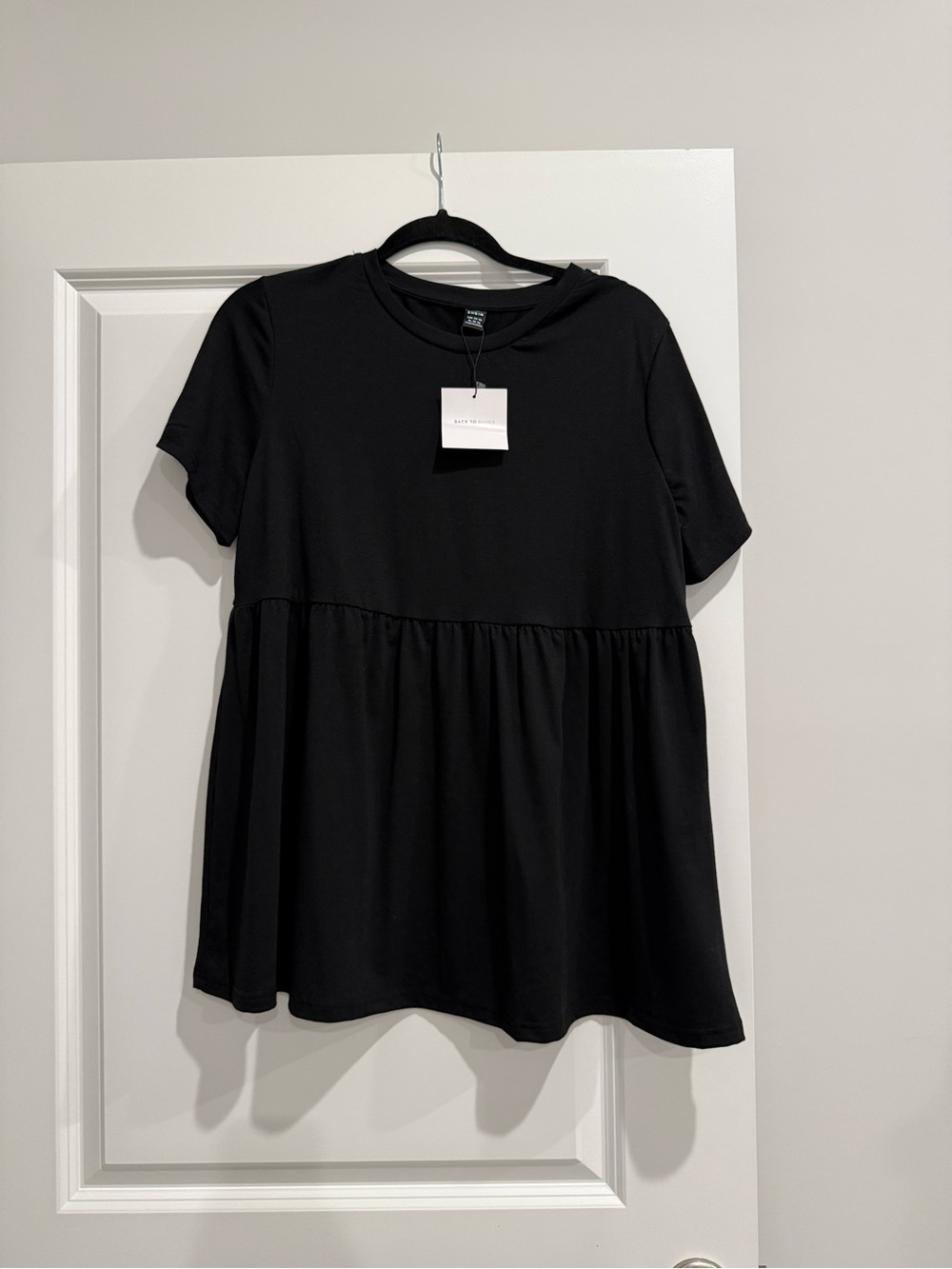 SHEIN Black Short-Sleeve Babydoll Tunic
